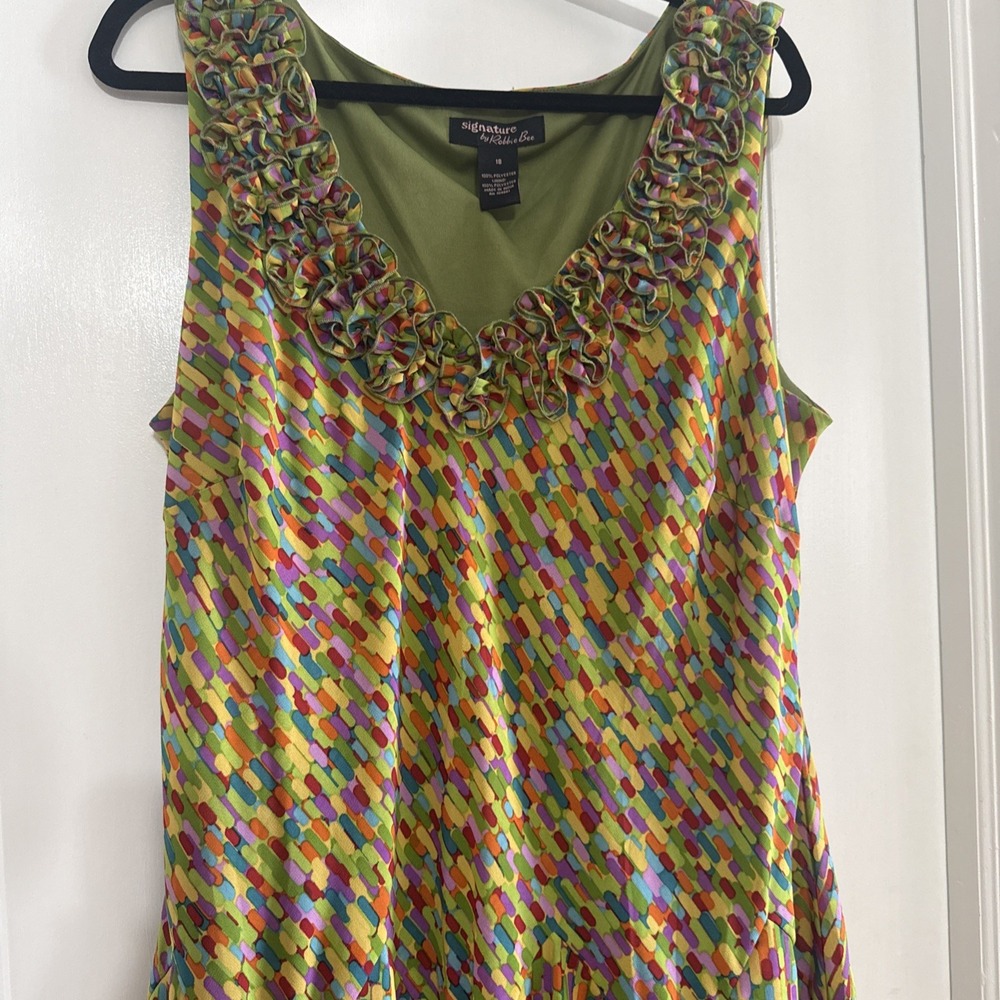 Signature by Robbie Bee Sleeveless Midi Dress 18 Multi Color Ruffle Excellent - Picture 14 of 16